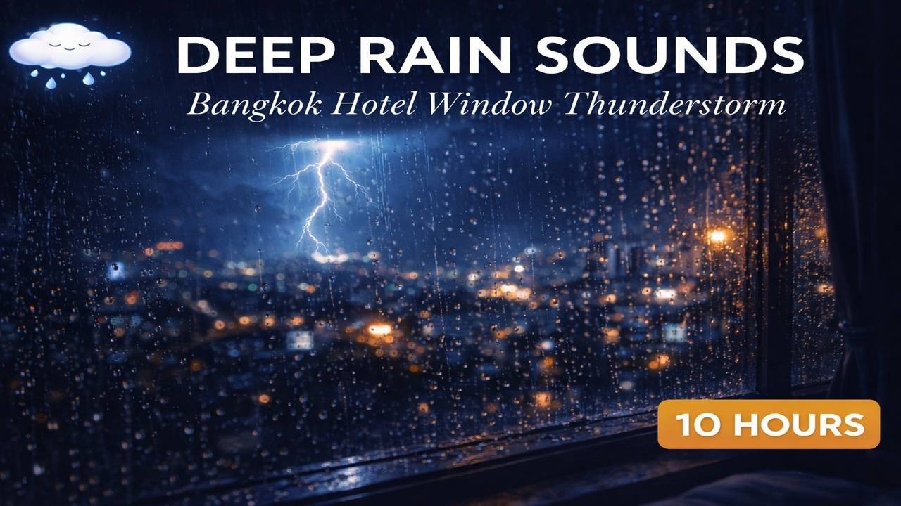 Bangkok Hotel Window Thunderstorm | Heavy Rainfall Ambience | 10 Hours (No Music)