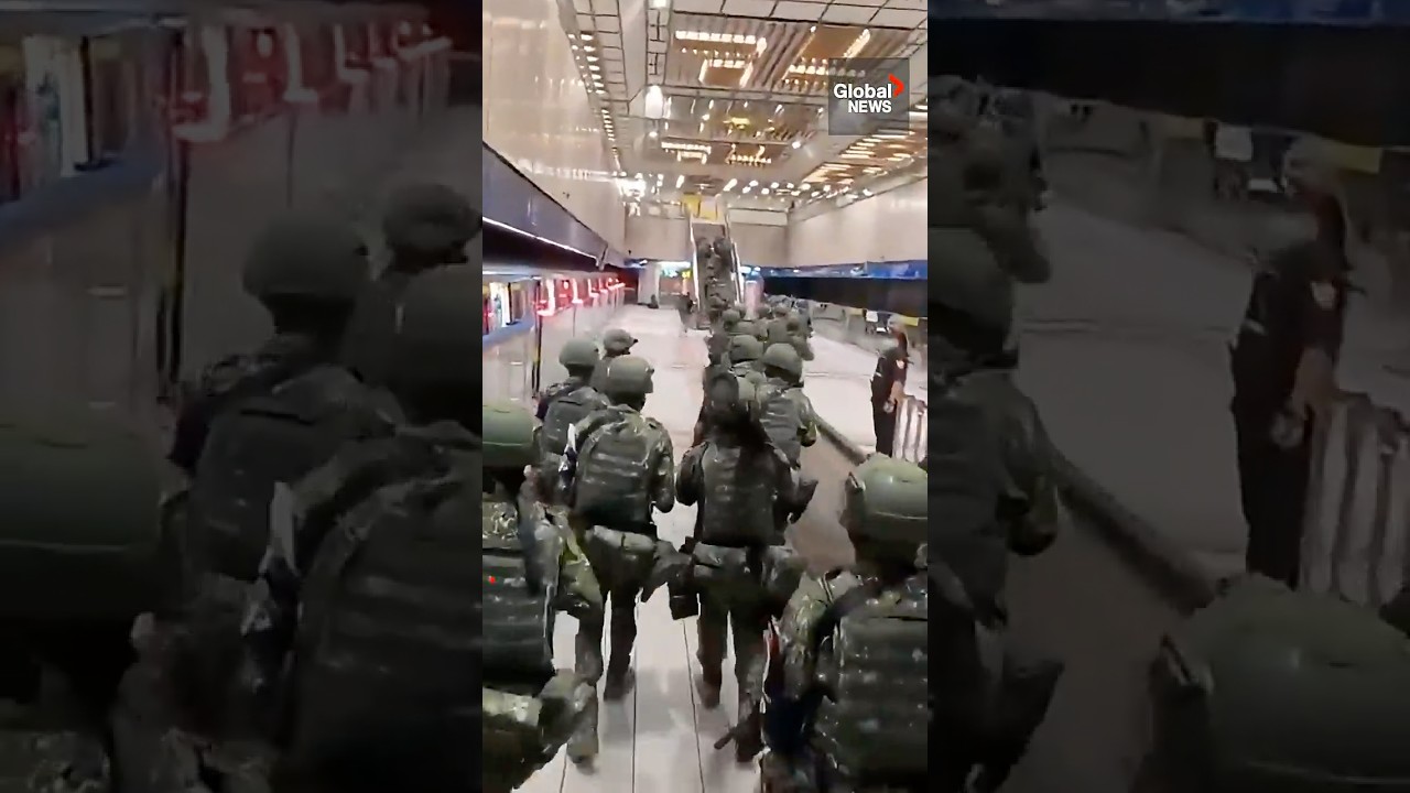 Taiwan military police transport missiles on metro during war games