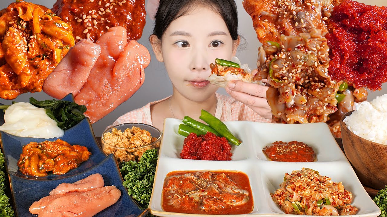 젓갈 밥상🍚🥄 어리굴젓, 조개젓, 청어알젓, 갈치속젓, 멍게젓, 명란젓 먹방 Salted Seafood [eating show] mukbang korean food