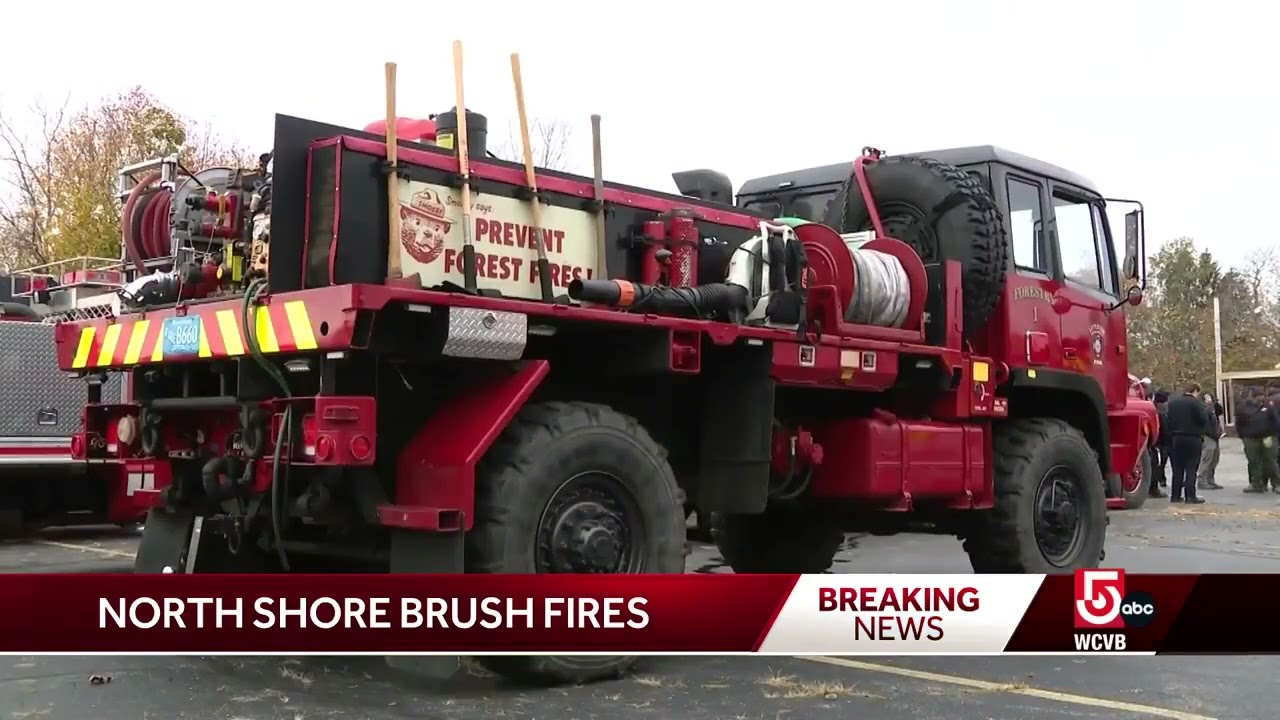 Dry leaves fueling brush fire in Middleton