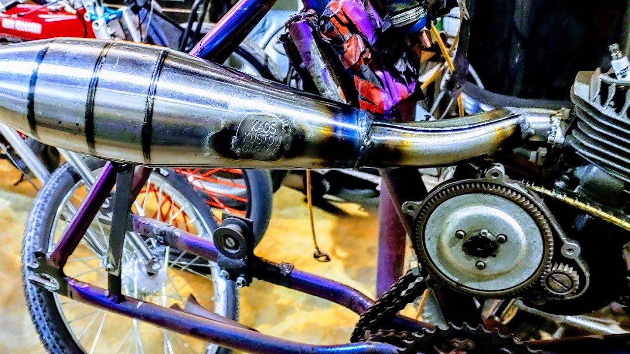 Custom fit motorized bike performance exhaust! Join me on my visit to the Kaos Kustom Garage!