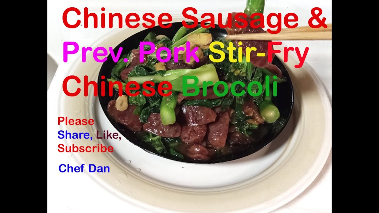 Twice-Cooked Chinese Sausage, Preserved Pork Stir-Fry Chinese Broccoli,腊肉腊腸炒芥兰