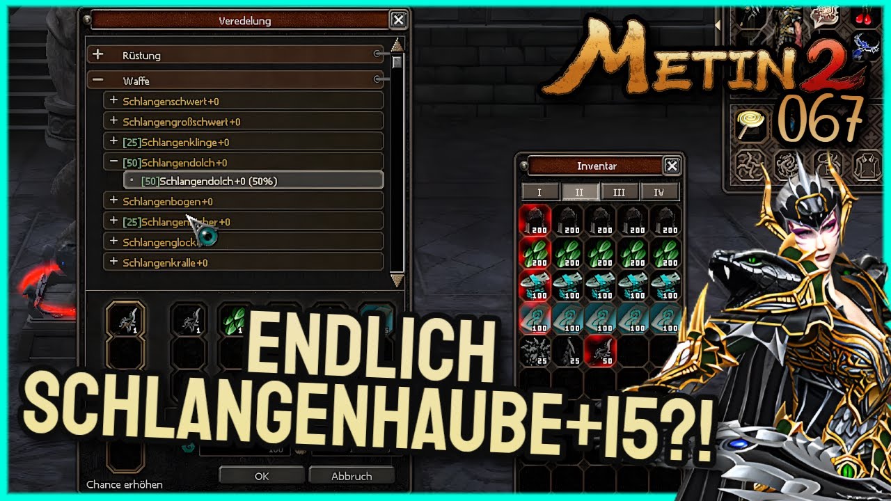 Metin2 DE 🦁 Tigerghost [ #067 ] 🦁 100x Schlangenwaffe herstellen & Schlangenhelm+15?!