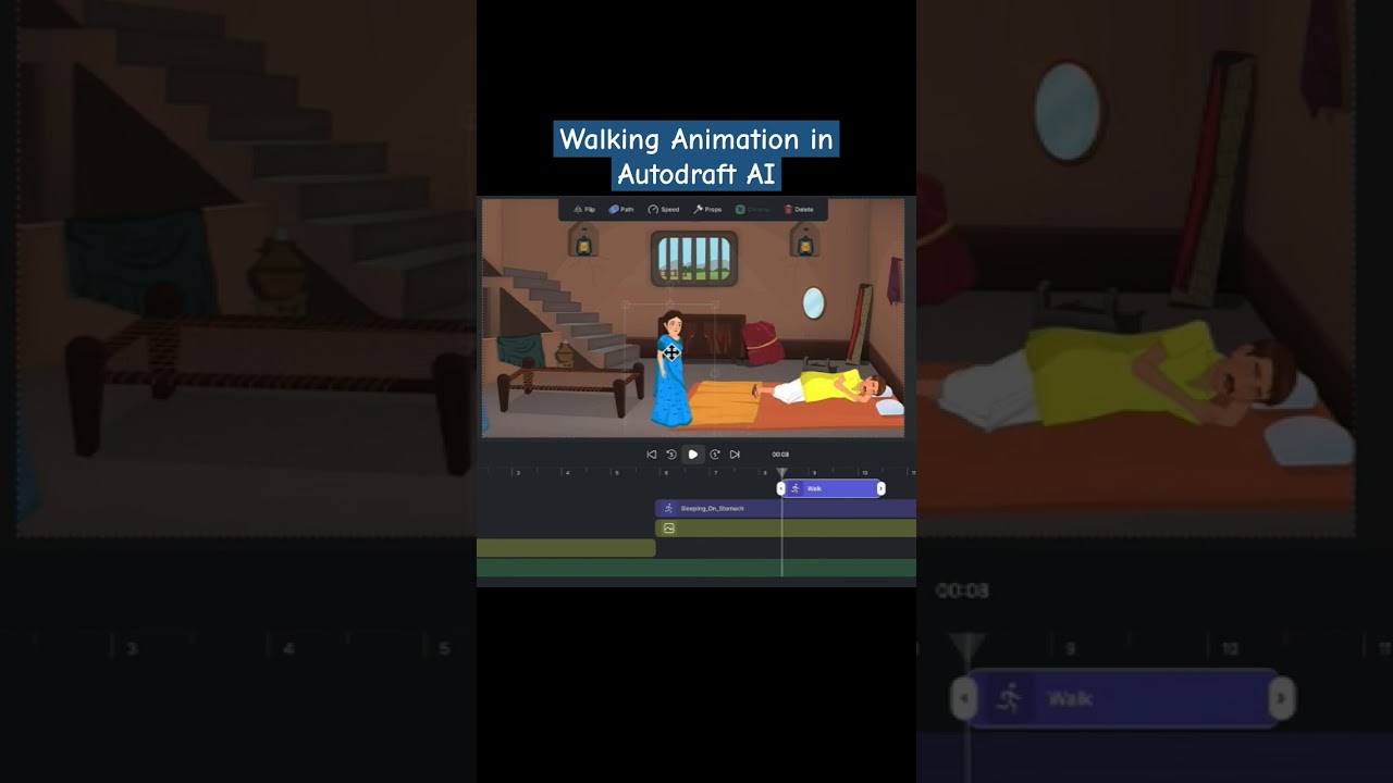 Autodraft AI se cartoon video kaise banayein | Walking Animation #2danimation #tutorial