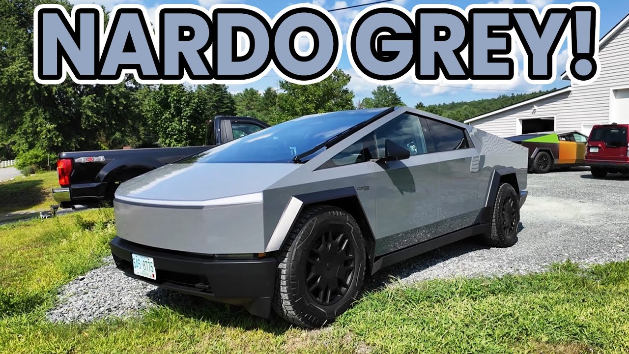 Tesla Cybertruck Wrapped in Gloss Nardo Grey Color PPF! - SVG Dark NADO Grey