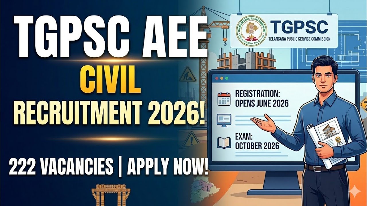 TGPSC AEE Civil Recruitment 2026 🏗️ | 222 Vacancies | Govt Engineer Jobs