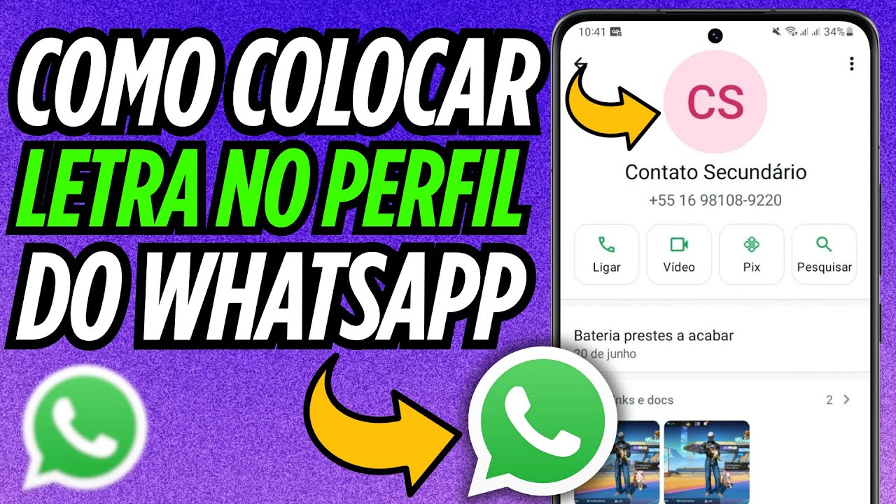 COMO COLOCAR LETRA NA FOTO DE PERFIL DO WHATSAPP