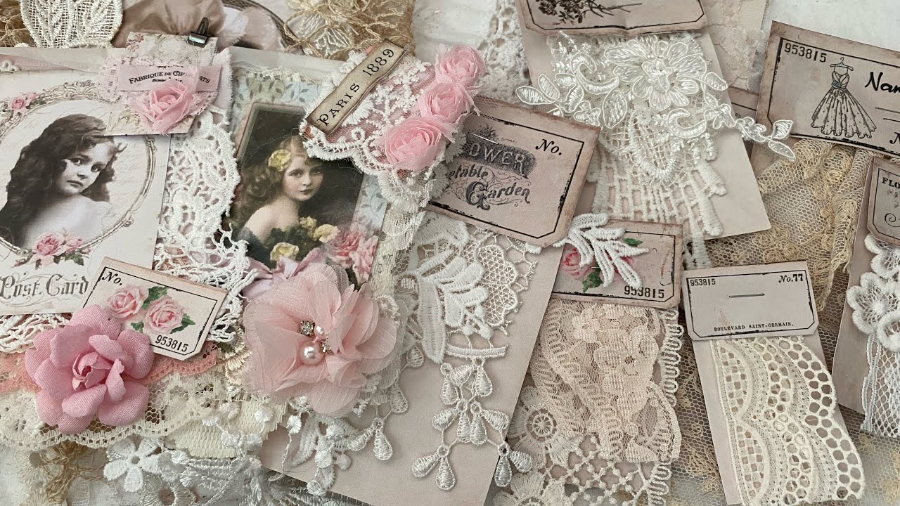 Creating with lace samplers and making shabby chic paper bags dt @odulcina