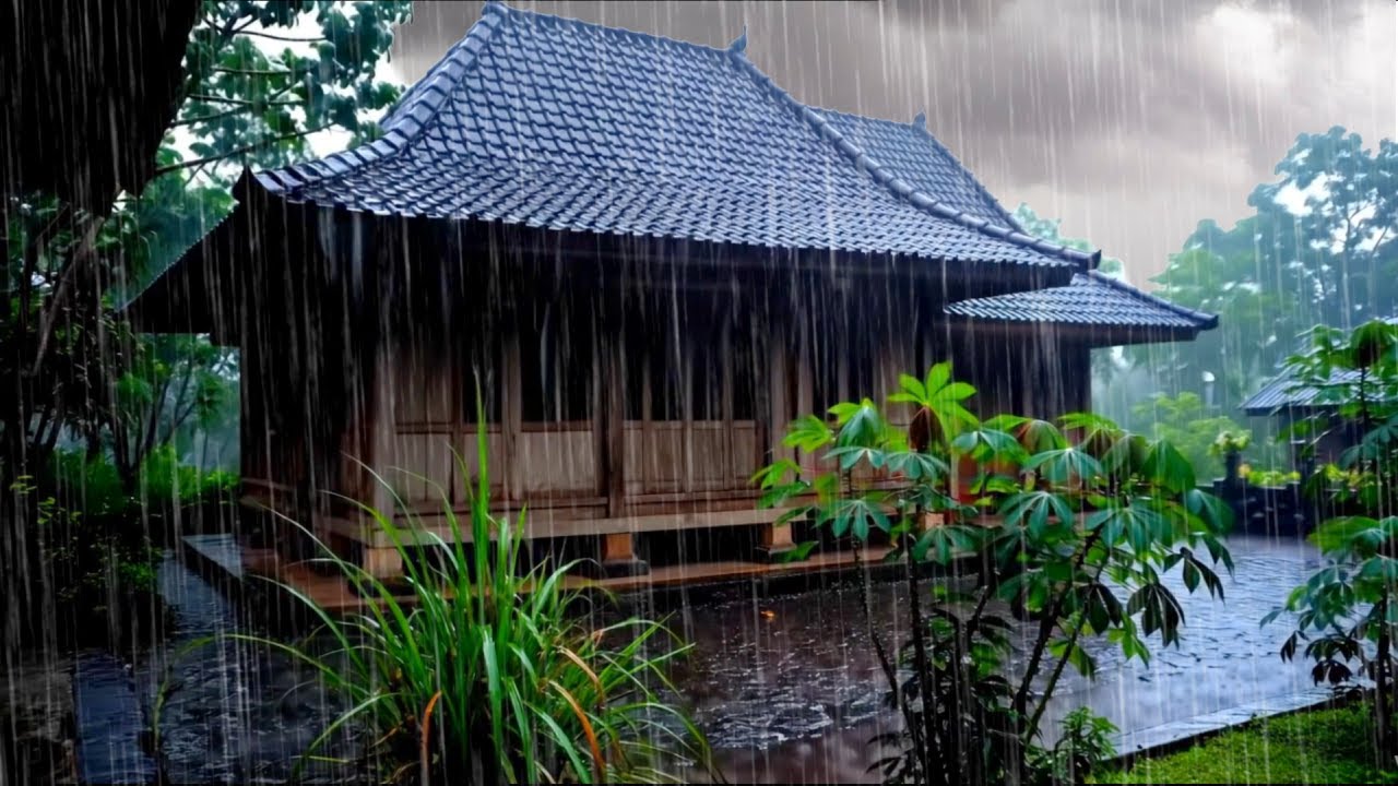 Fall Asleep Instantly to Rain on a Traditional Javanese House 🌧️🌿 | Insomnia Cure