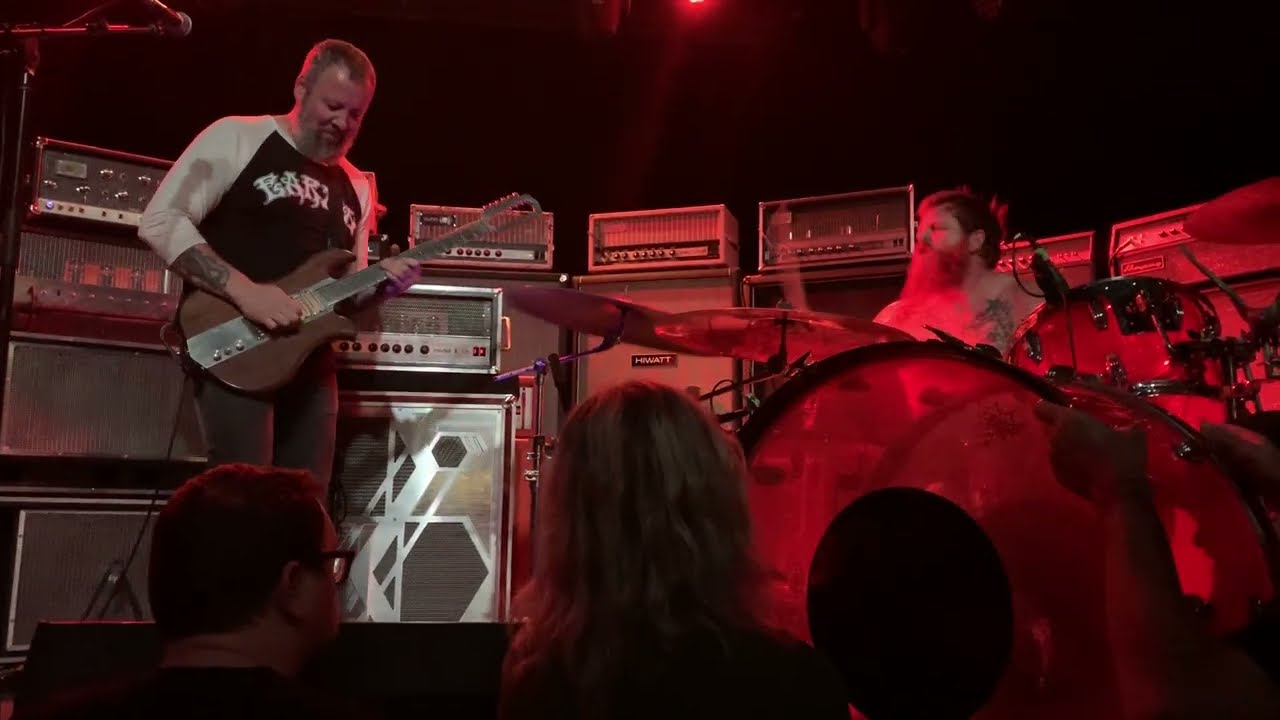 EAGLE TWIN - Opening for Sunn O))) - Bass Drum Head Destroyed and Repaired !! Model T Hex Guitar