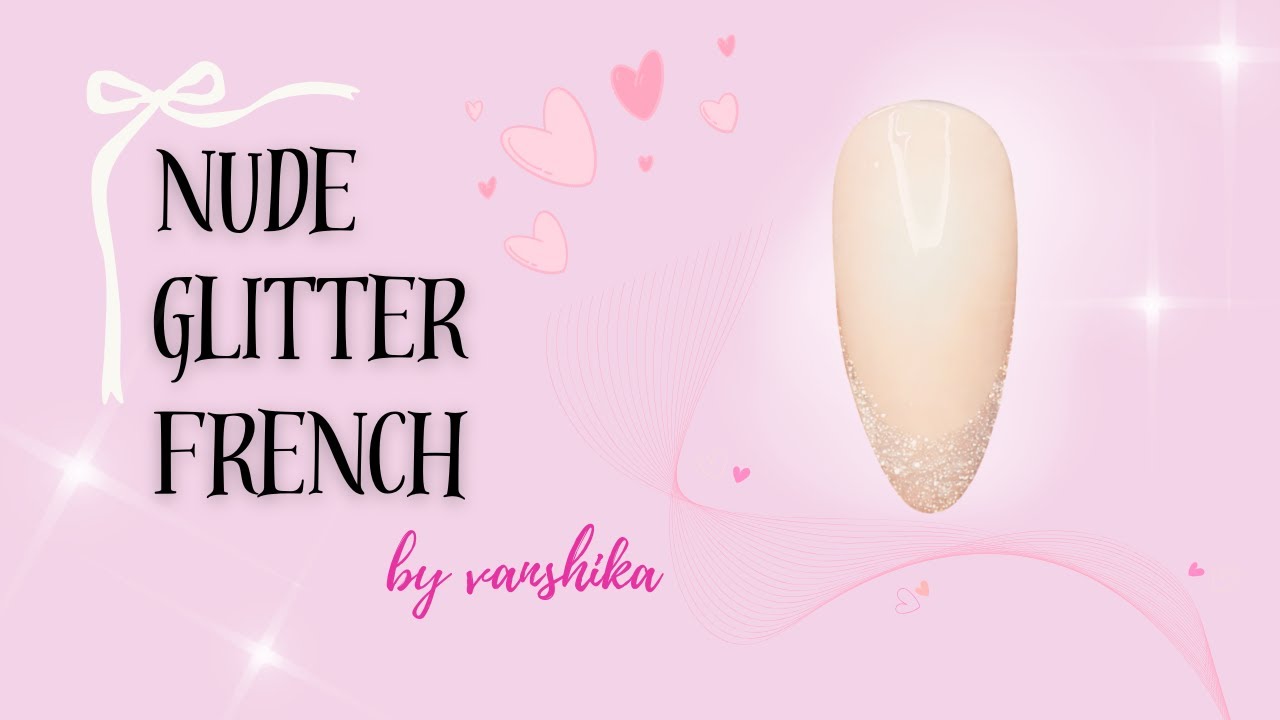 nude gillter french nail art