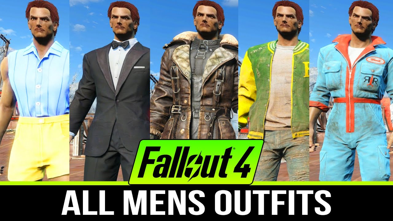 FALLOUT 4 ALL CLOTHING OUTFITS & APPAREL (Men Outfits Only)