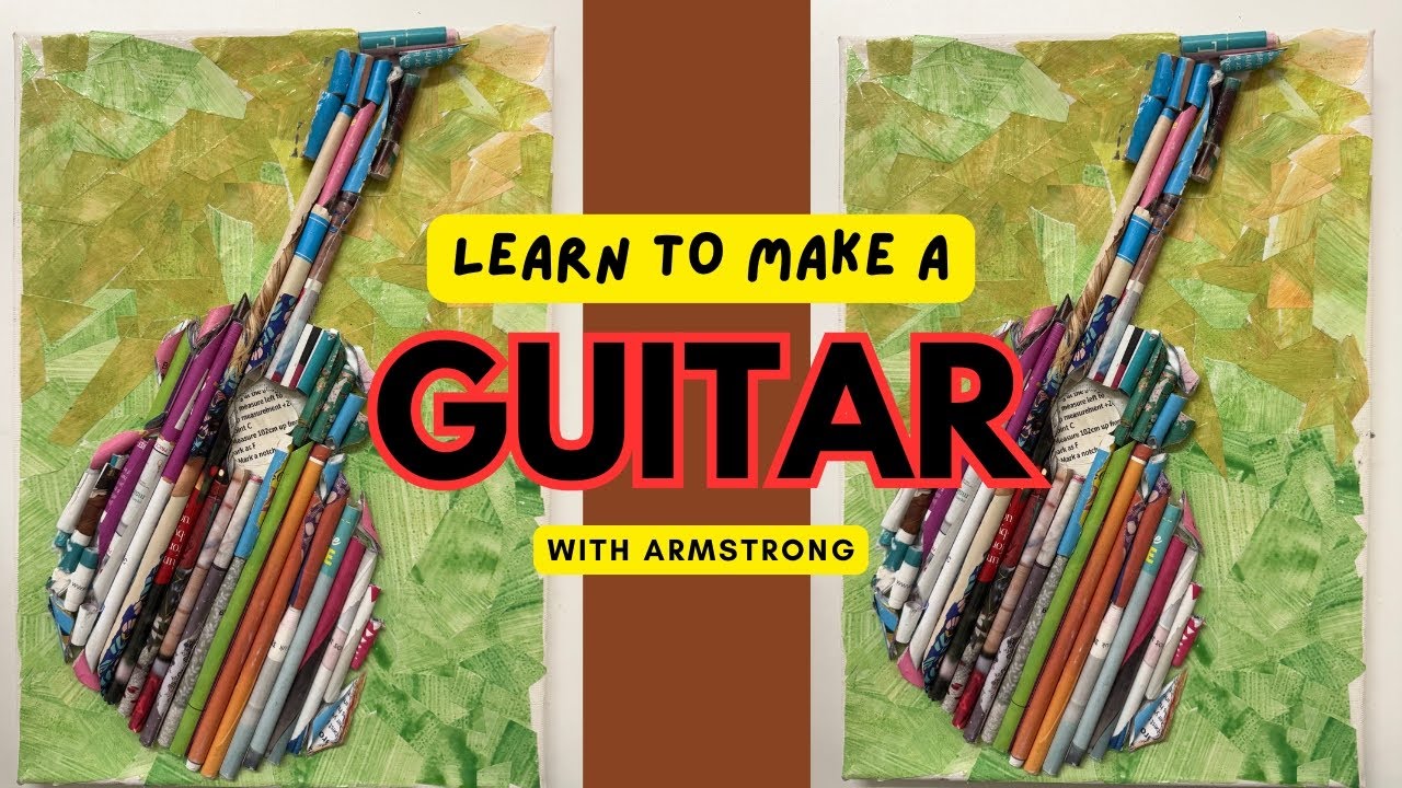 How to Make a Guitar From Recycled Paper | Easy Sustainable Art Tutorial