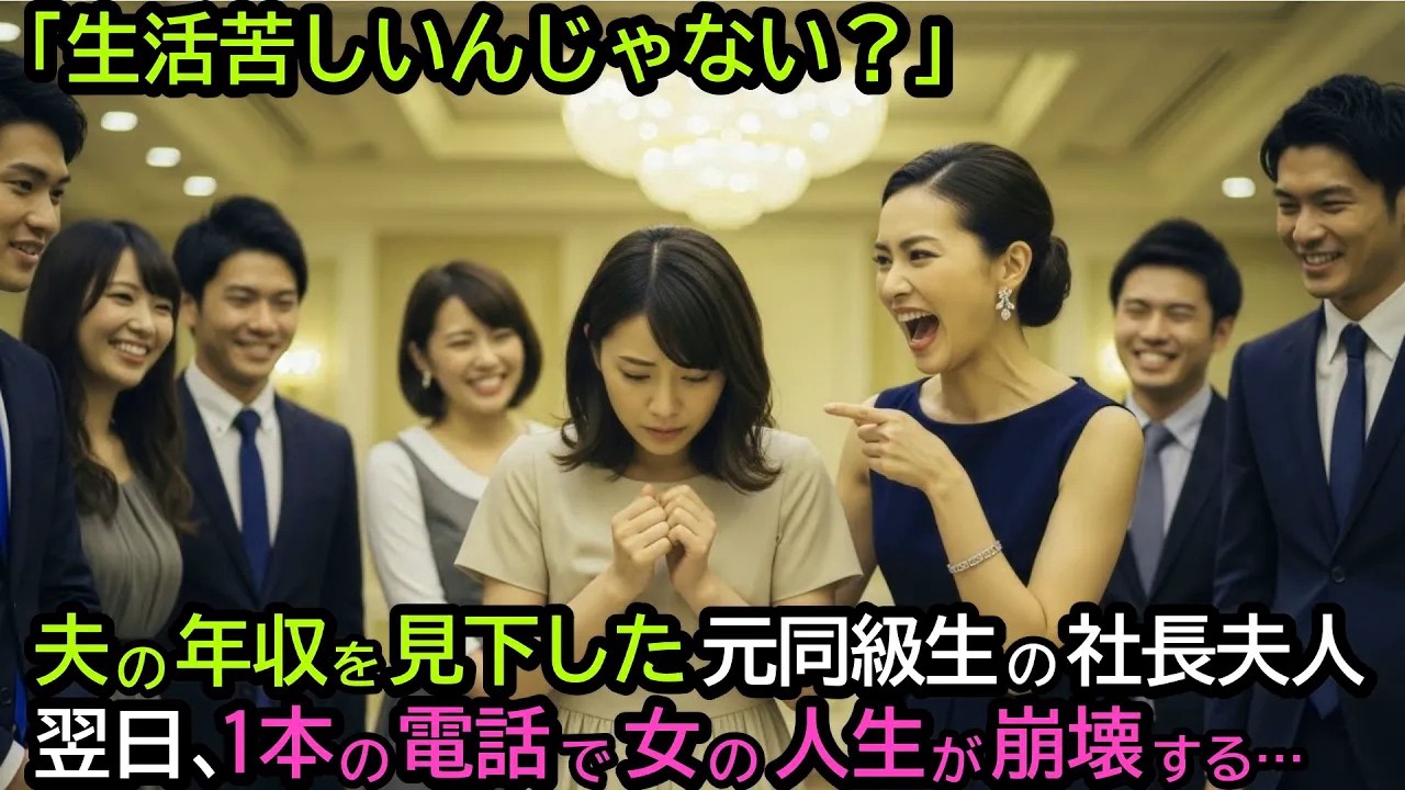 「生活苦しいんじゃない？w」夫の年収を見下した元同級生の社長夫人。翌日、1本の電話で女の人生が崩壊する…！