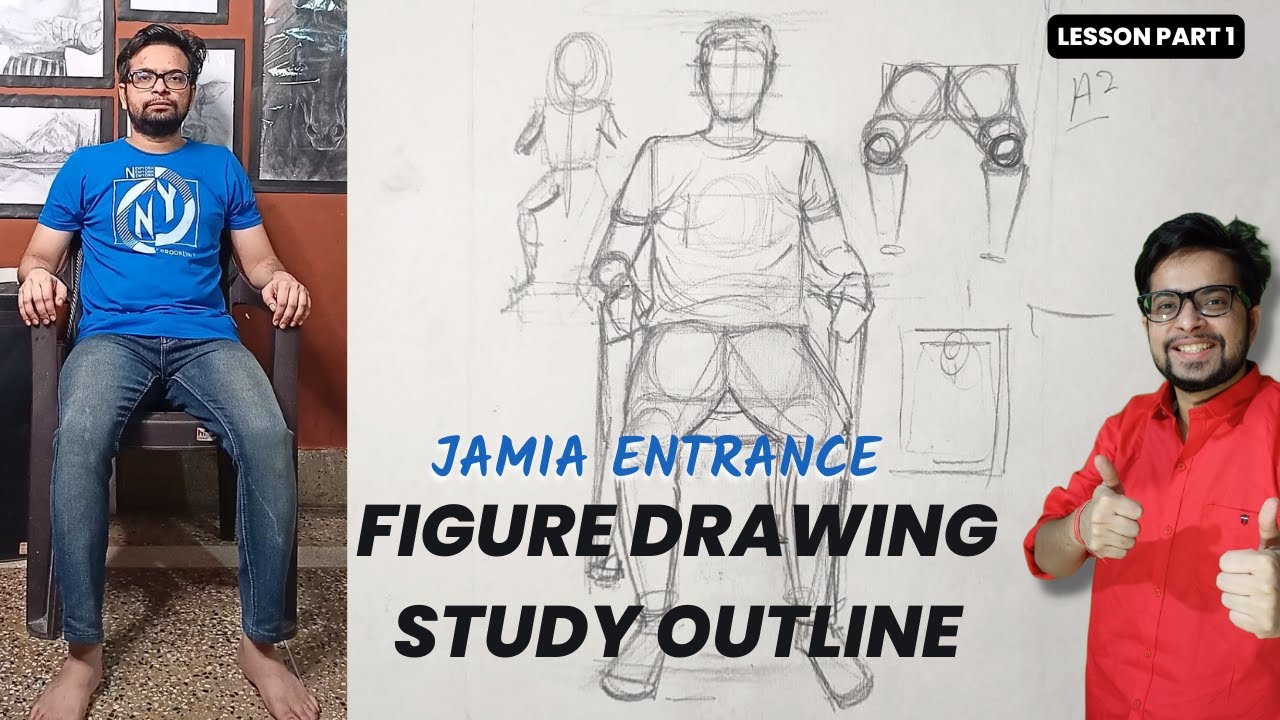 Jamia Live Figure Drawing BFA Entrance Exam 2022 | How to draw Human Figure Step by Step in Hindi