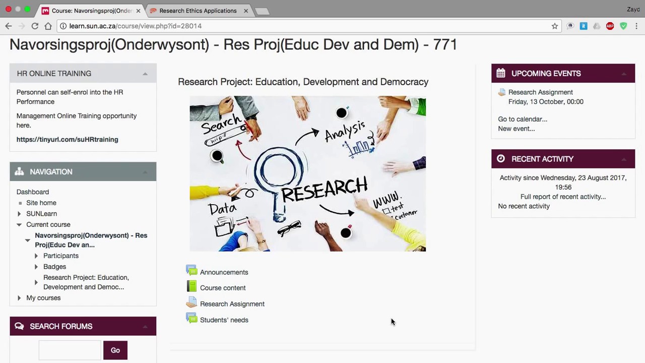 How to applying for ethics online at Stellenbosch University