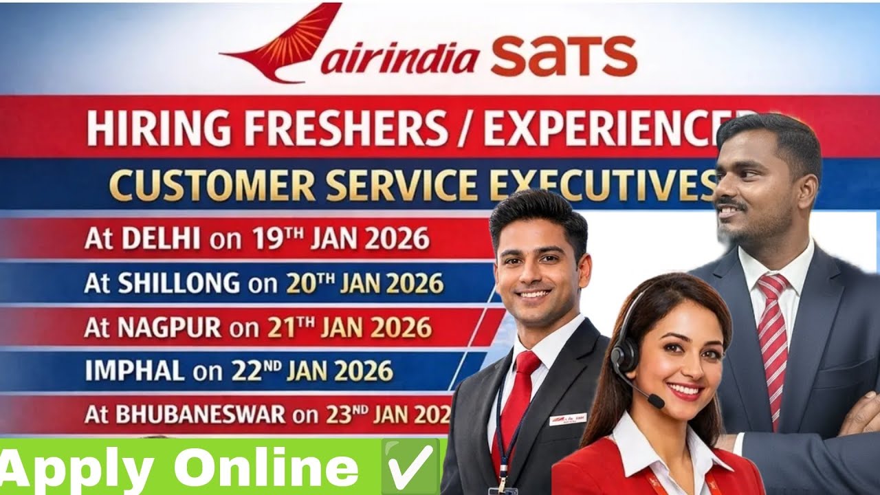 Delhi,Bhubaneswar,Nagpur,Siliguri✈️ Interview Location | Ground Staff job | Air India Sats 12th job
