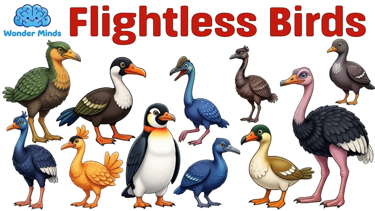 Flightless Bird Names for Kids | Learn 10 Amazing Birds with Fun Facts #flightlessbirds #birdnames