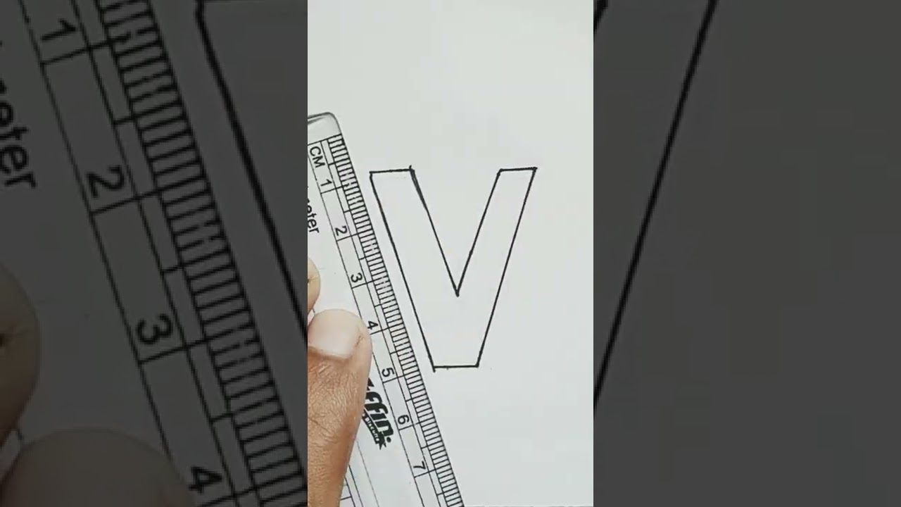 3D letter V Drawing #msdrawing #3dart