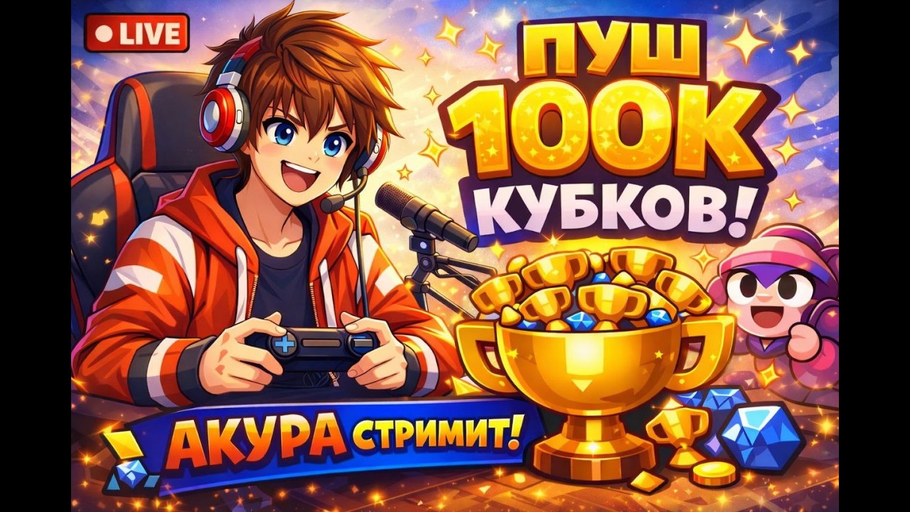 🦈 Фармим 100 000 кубков ! Легендарный геймплей Brawl Stars с Акурой / Стрим