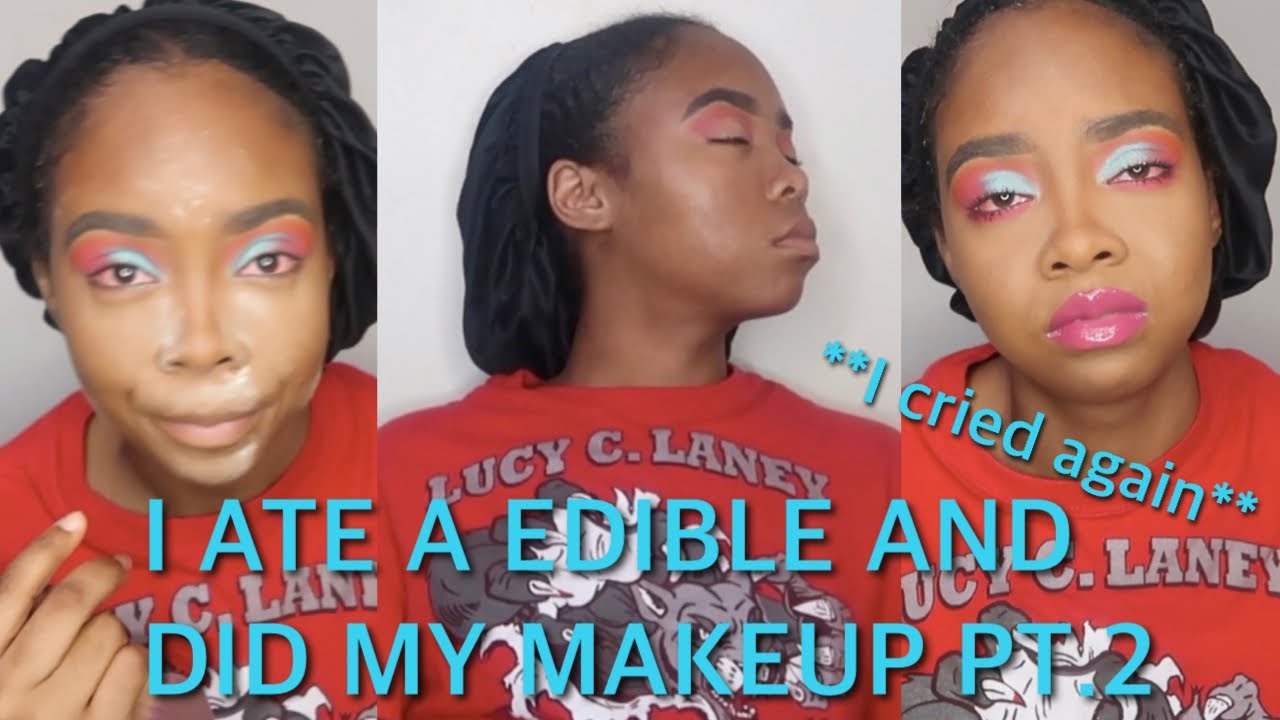 I ATE A EDIBLE AND DID MY MAKEUP PT.2 ft. CAF&Eacute;SKIES | I was stuck lol | KayyRena