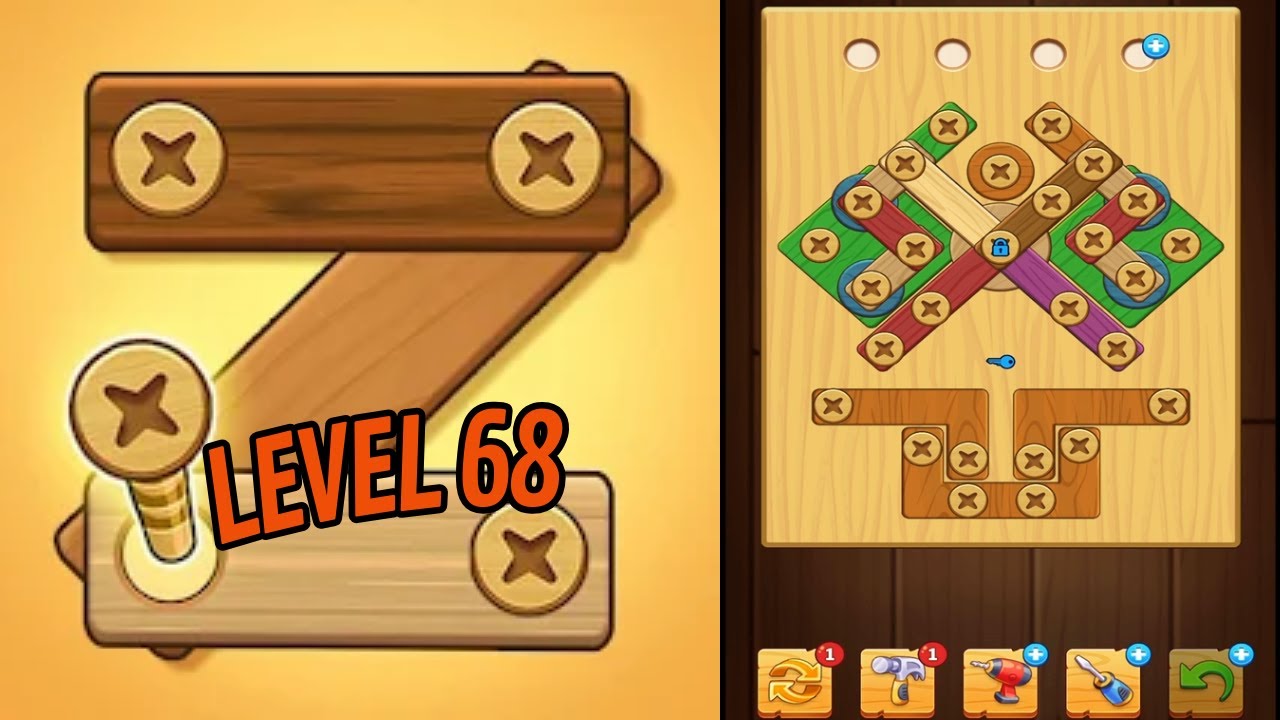 🏅 SCREW PUZZLE: Wood Nut & Bolt 🤪 Level 68 🧩 Gameplay Walkthrough