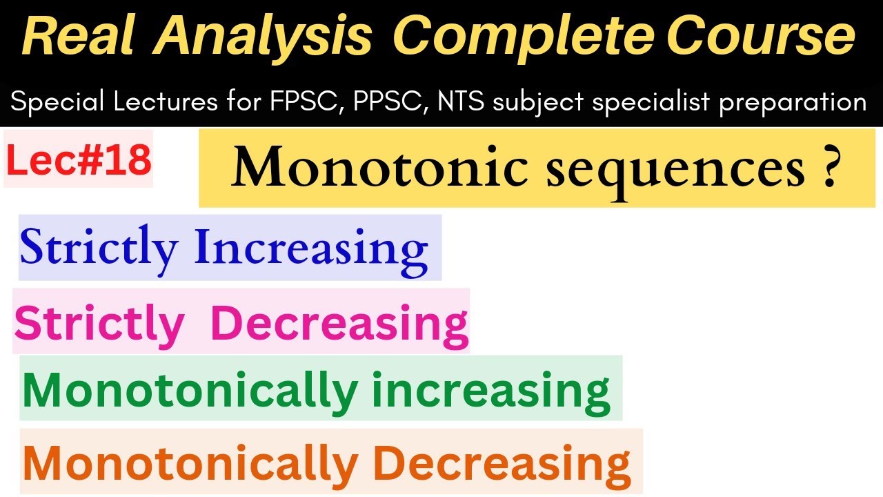 Monotonic sequence with examples and theorem #mathematics #ppsc#maths #fpsc #nts #csirnet #tricks