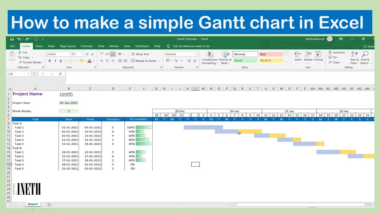 How to Make a Simple Gantt Chart in Excel