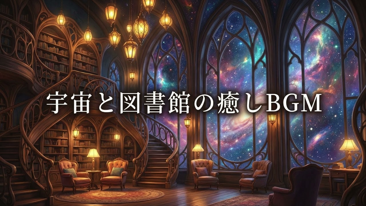 【宇宙図書館】心が疲れた夜に寄り添う、静かな作業用BGM｜勉強・読書・癒し