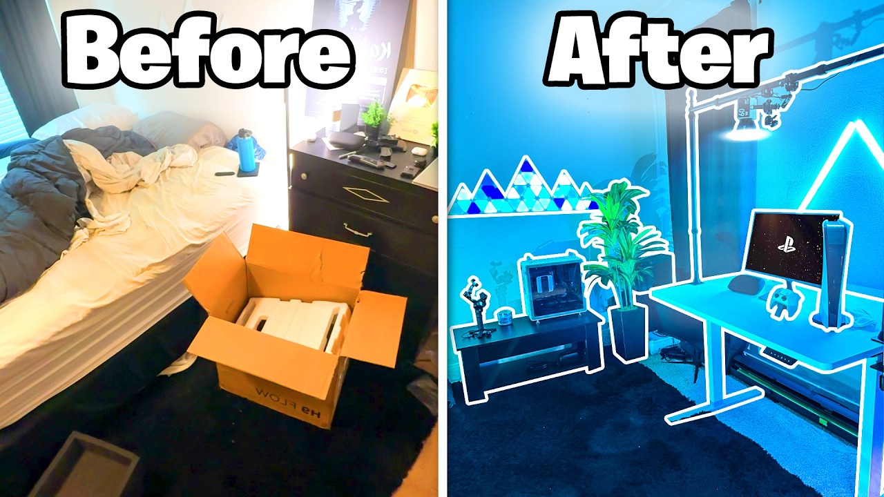 Transforming My CRAMPED Bedroom To My Dream Setup Room!