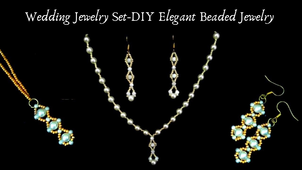 Wedding Jewelry Set. DIY Elegant Beaded Jewelry. Beading beginners TUTORIAL