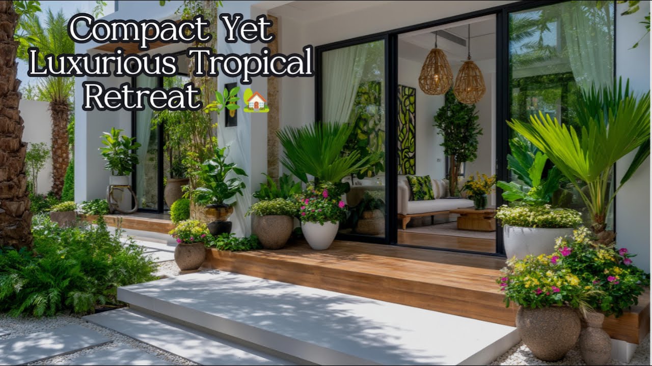 Small Modern Tropical Home | Elegant Indoor-Outdoor Living Room with Lush Garden