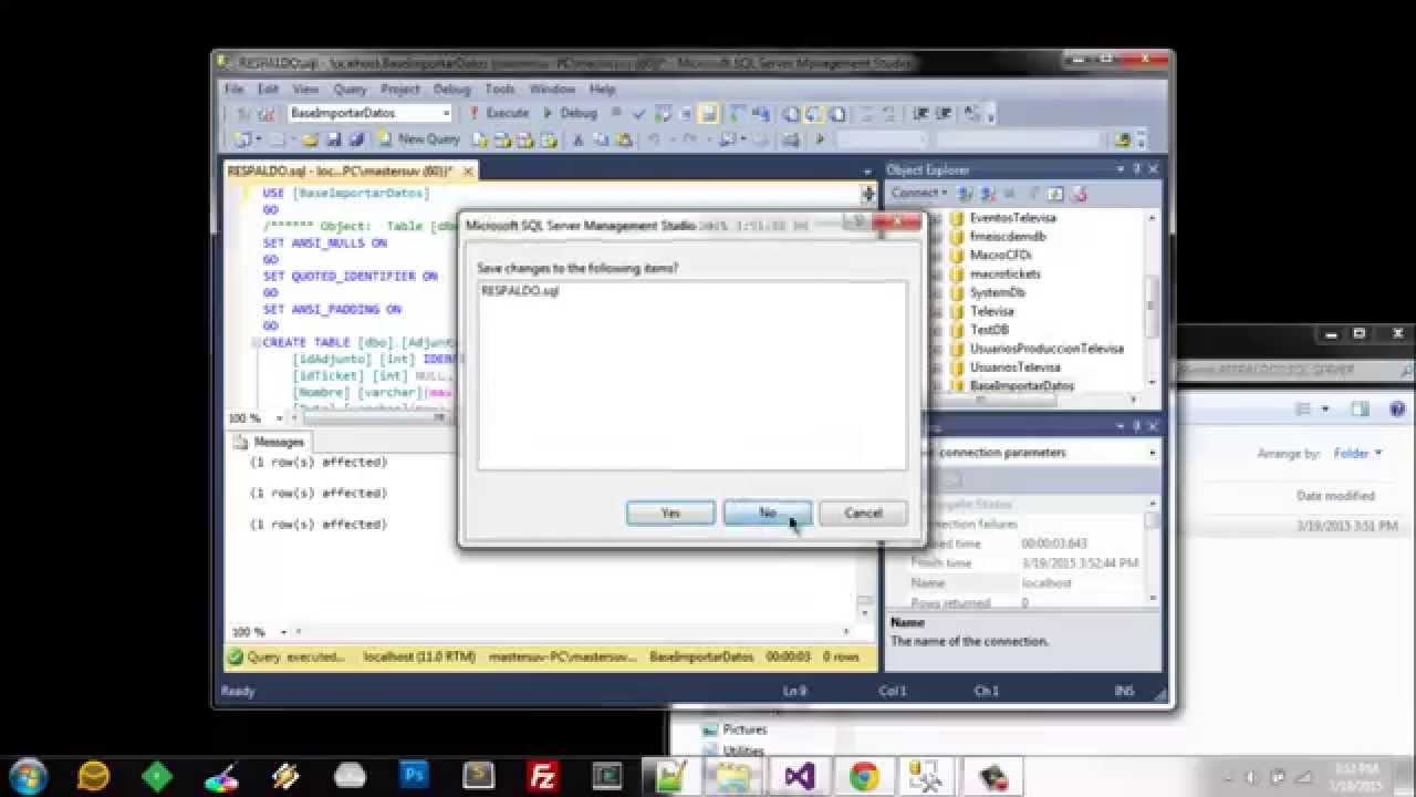 Migrar base de datos a otra - SQL Server 2012