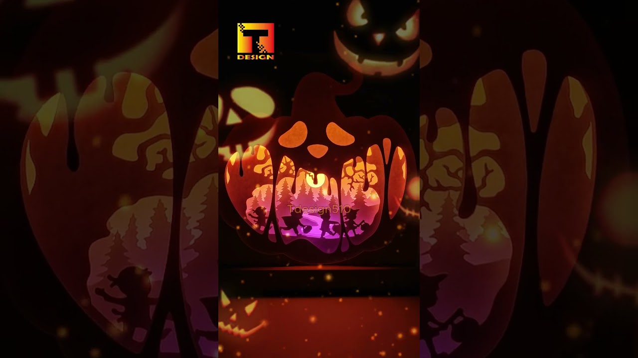 Halloween paper cut light box - 3D shadow box - Tdesign510