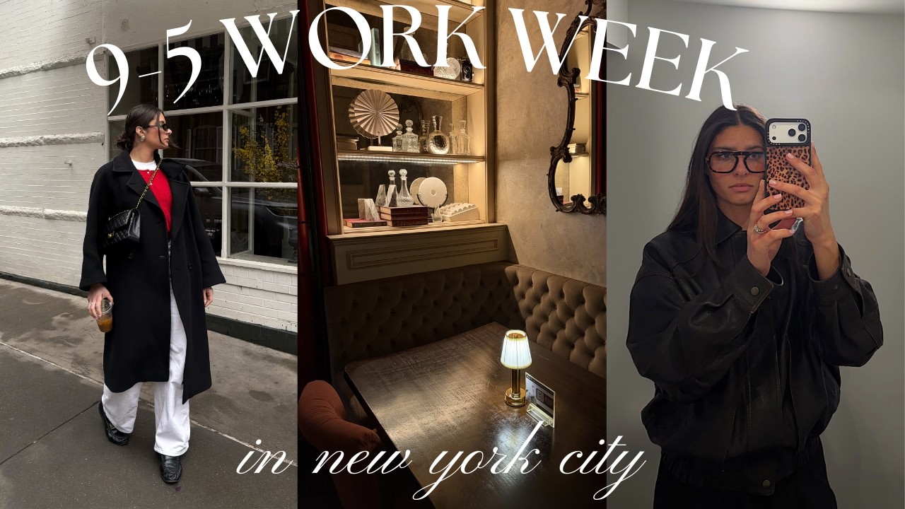 OFFICE VLOG: GRWM for my 9-5 job, a cozy happy hour, and work outfits!