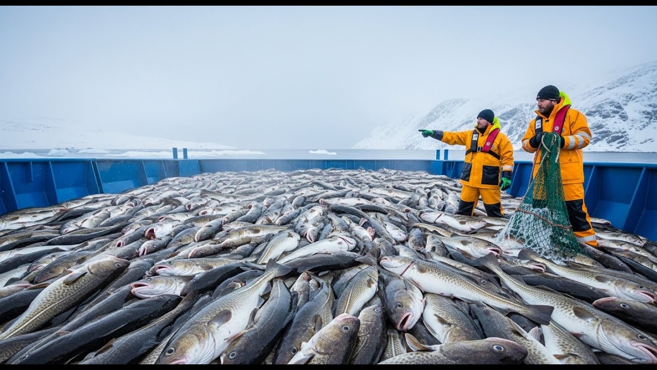 Norway: 100,000 Giant Cod Worth $4.7 Million Caught Deep in the Frozen Waters | Fishing Documentary