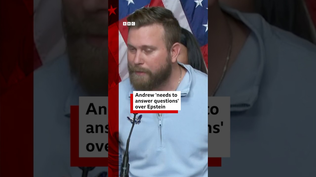Giuffre's brother asked about Andrew Mountbatten-Windsor at press conference. #EpsteinFiles #BBCNews