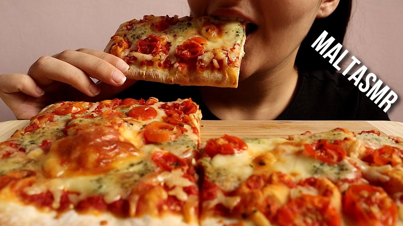 ASMR EATING Focaccia (tomatoes, mozzarella and herbs) No Talking - MUKBANG | MaltASMR