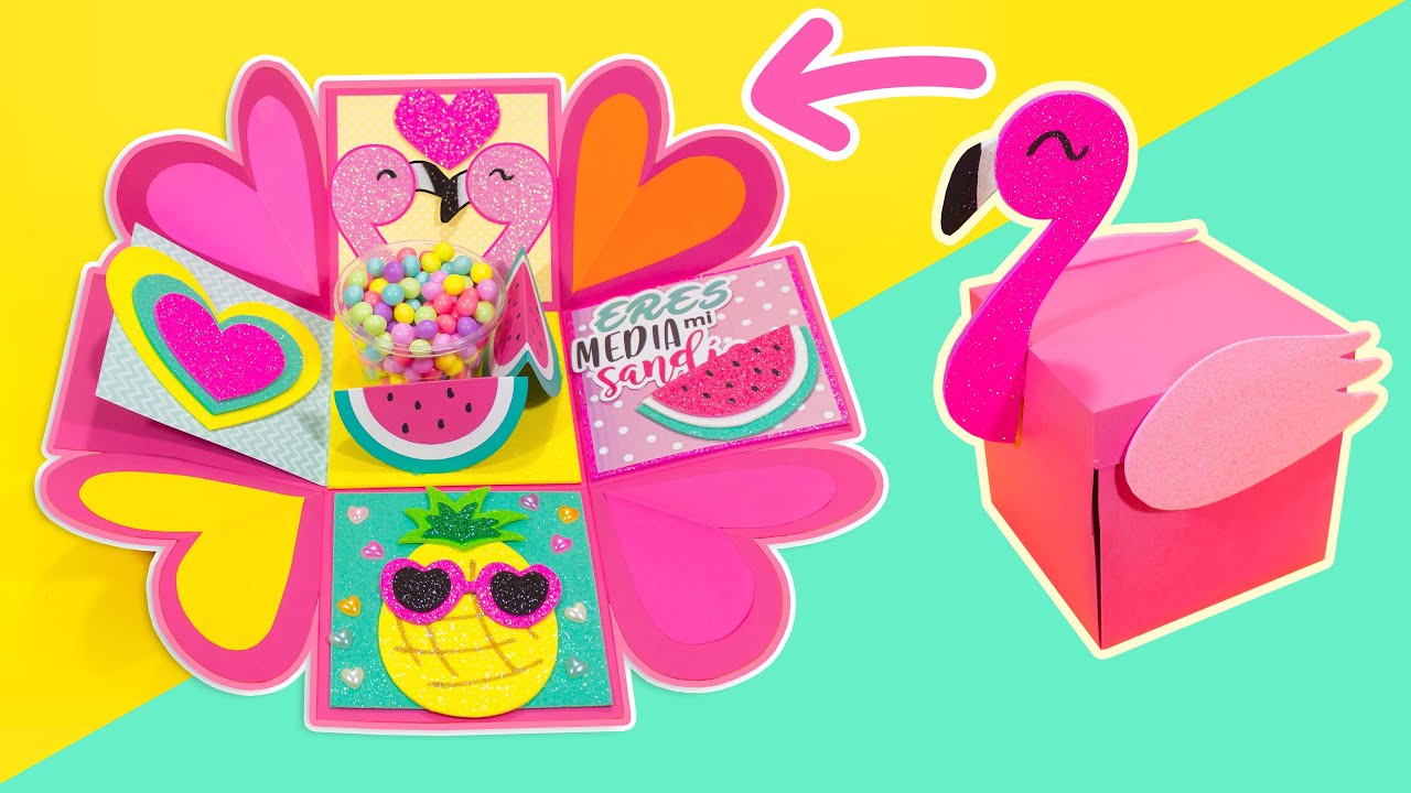 DIY. Cajita EXPLOSIVA flamingo del amor - ESPECIAL DE SAN VALENTÍN