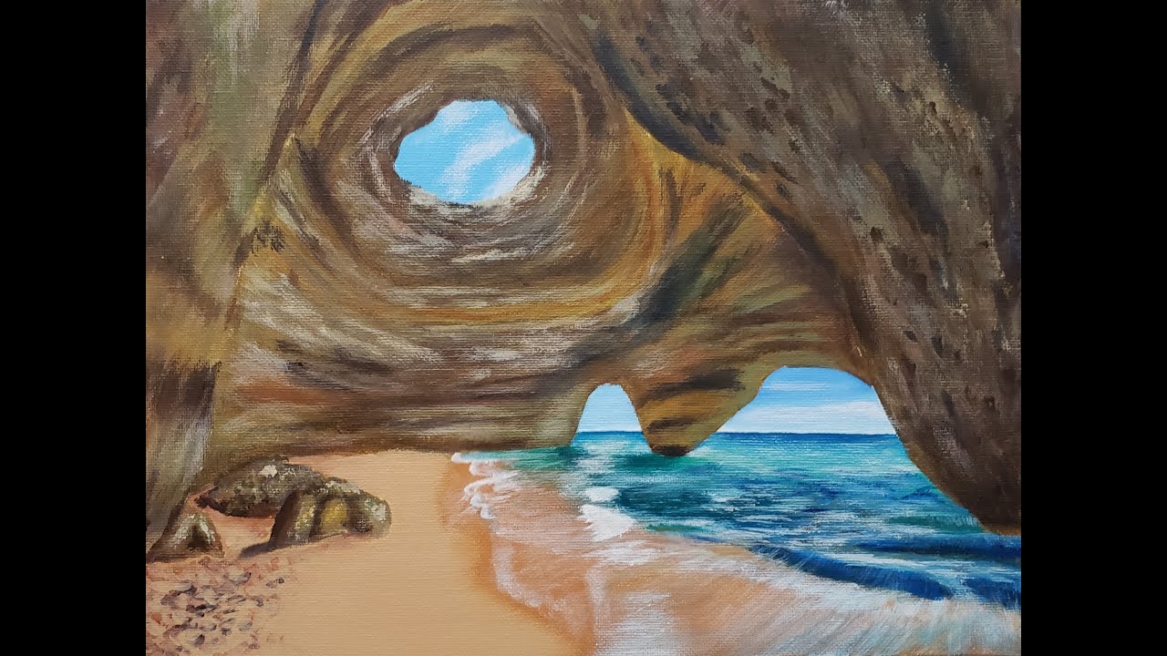 Rock Formation Seascape Step-By-Step Acrylic Painting Tutorial