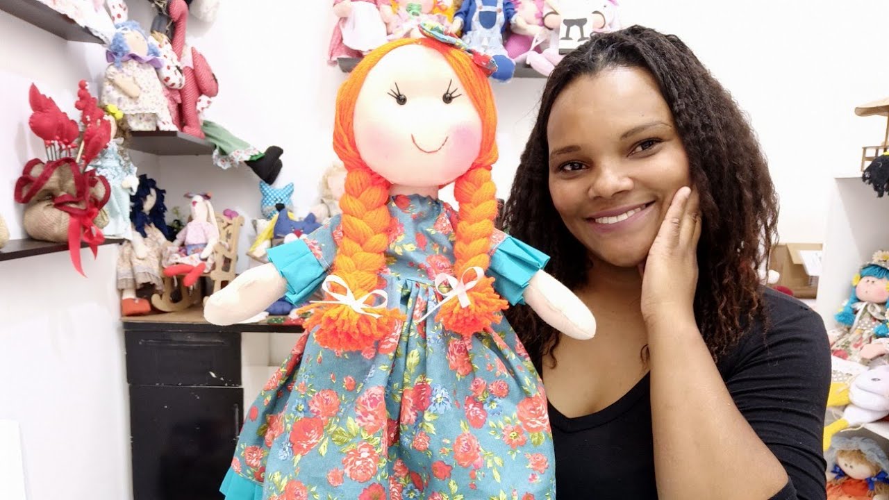 Boneca Antônia Articulada TD feita em feltro Molde gratuito ❤️