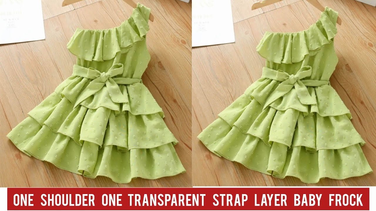 One Shoulder One Transparent Strap Layer Baby Frock Cutting and Stitching/Baby Frock Design
