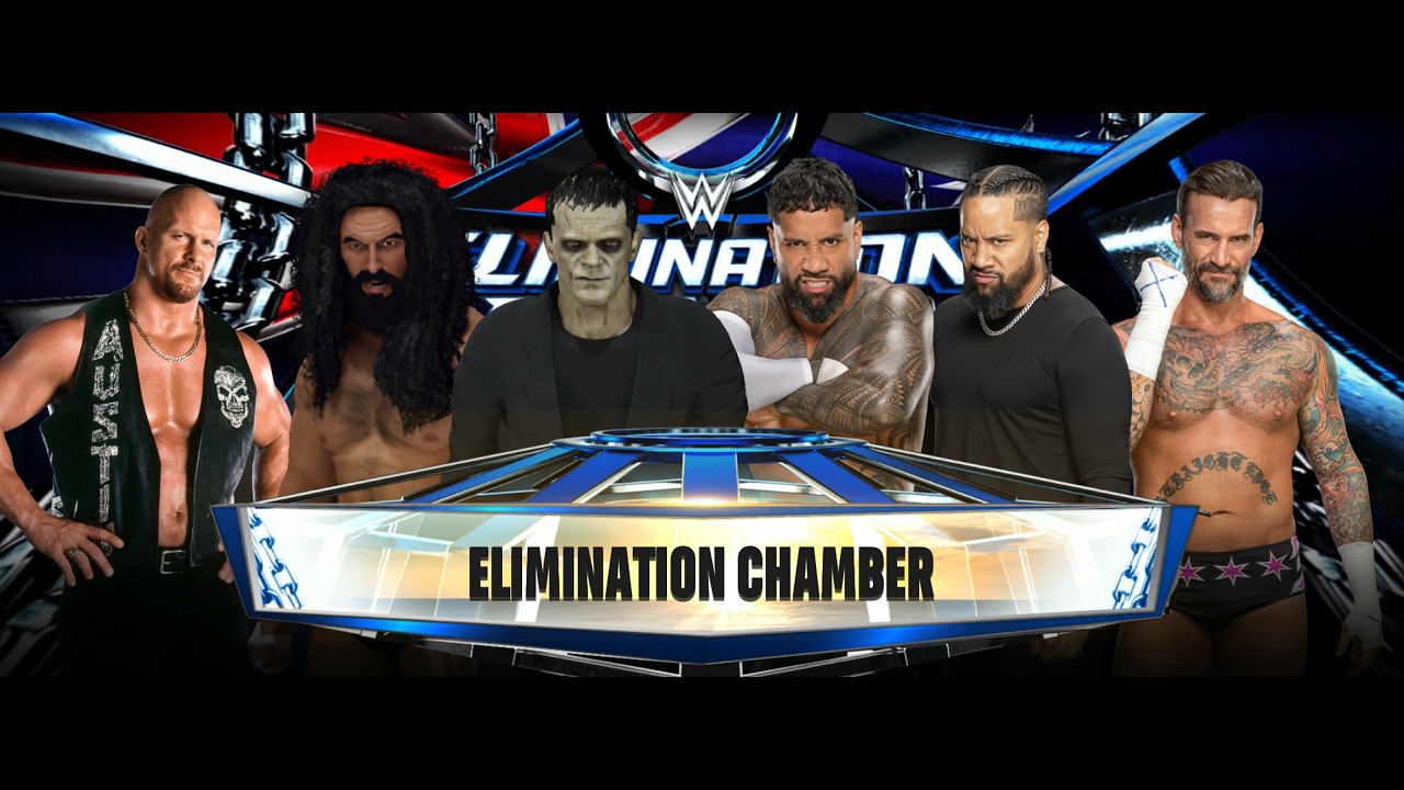 Austin vs Brody vs Frank vs Usos vs Punk   Elimination Chamber from Down Under