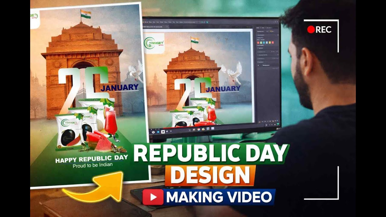 26 January Poster Design in Photoshop | Step-by-Step Tutorial (No Voiceover)