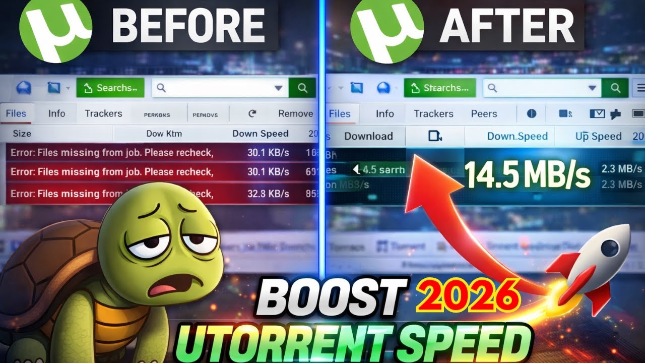 Boost uTorrent Download Speed in 2026 🔥 From 250KB/s to 4MB/s (Real Settings Fix)