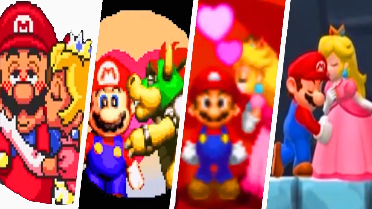 Evolution of Mario getting kissed by Princess Peach & More (1990 - 2018)