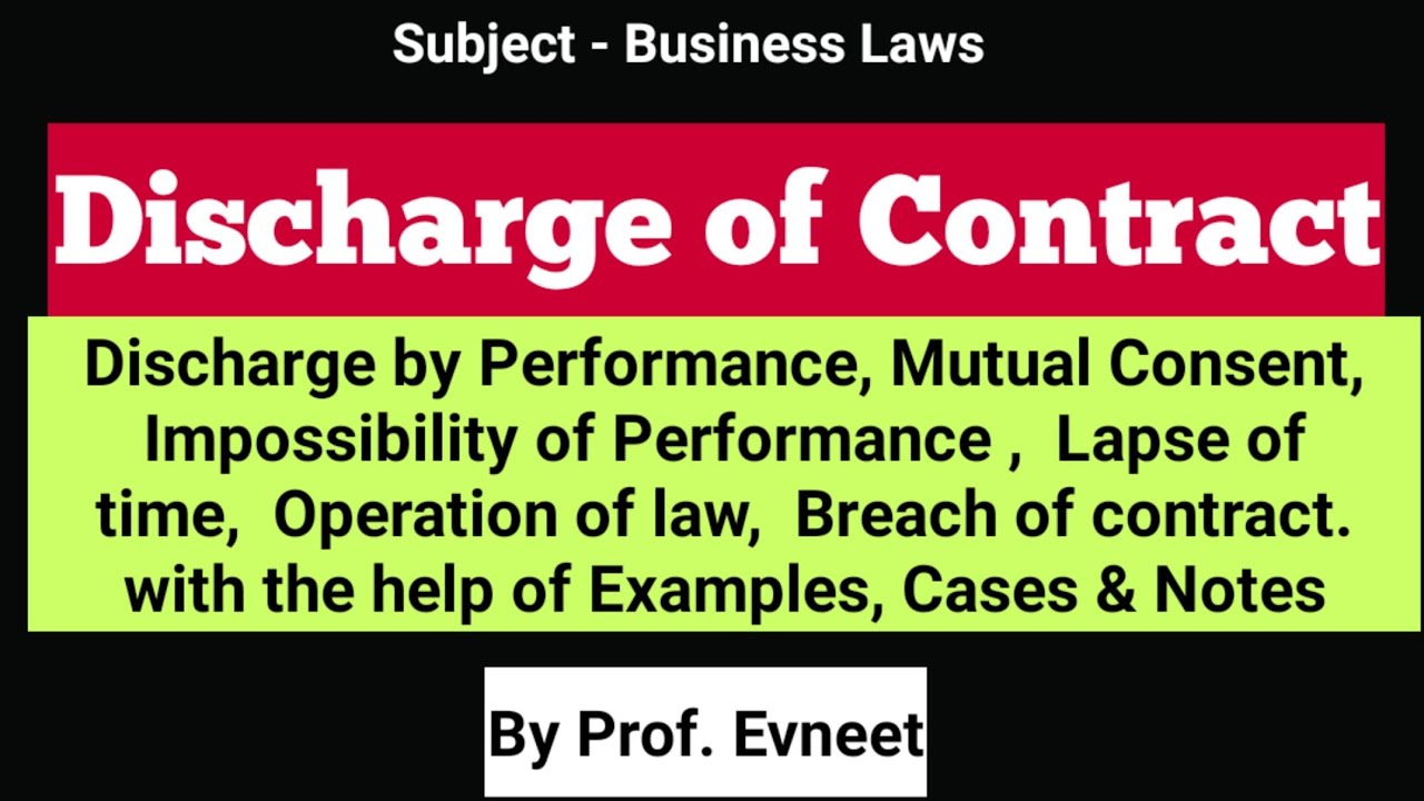 Discharge of Contract | Discharge of contract Indian Contract Act 1872 | in Hindi | CA Foundation