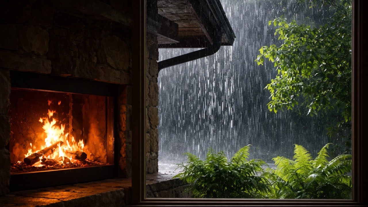Barulho de Chuva e Lareira para Dormir | Sons de Chuva para Dormir, Estudar e Relaxar à Noite