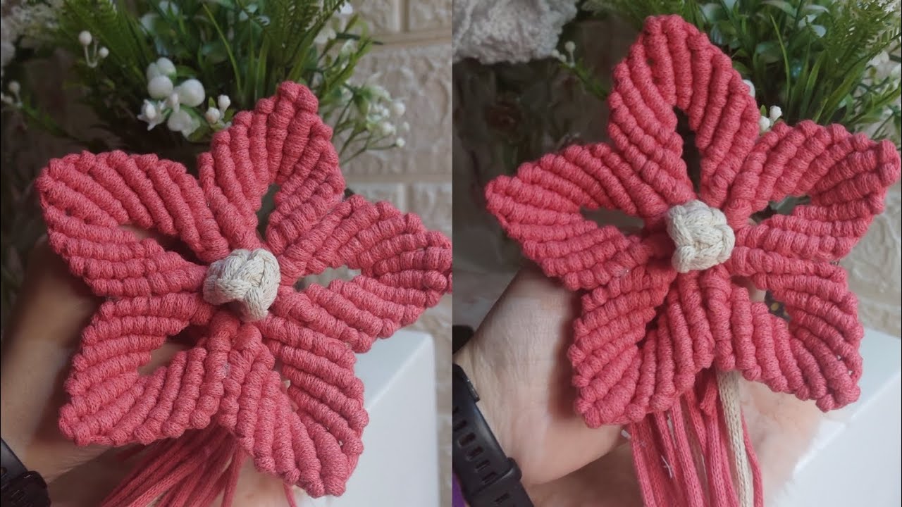 ورده مكرميه / بتلات ورد مكرميه /macrame flowers 🌼 manalelmawardy