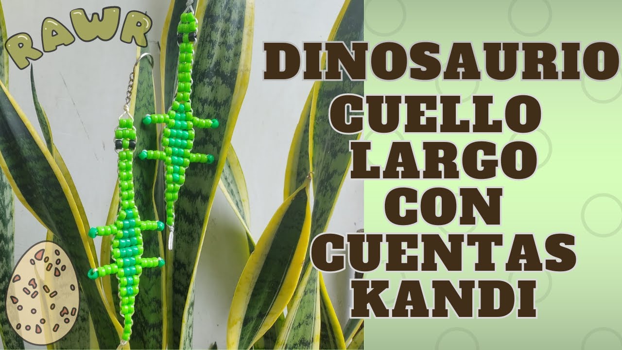 Cómo realizar un dinosaurio de cuello largo con chaquiras o cuentas kandi, lindo y fácil de hacer!♡